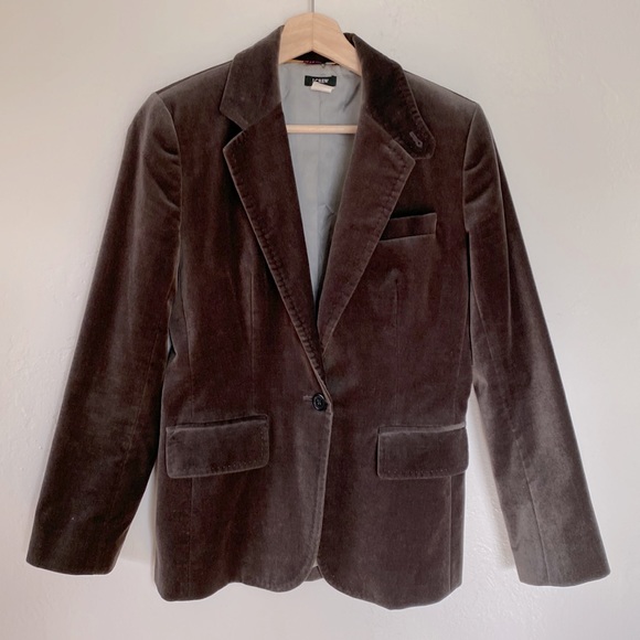 J. Crew✨Vintage Gray Velvet Single Button Long Blazer - Picture 2 of 11